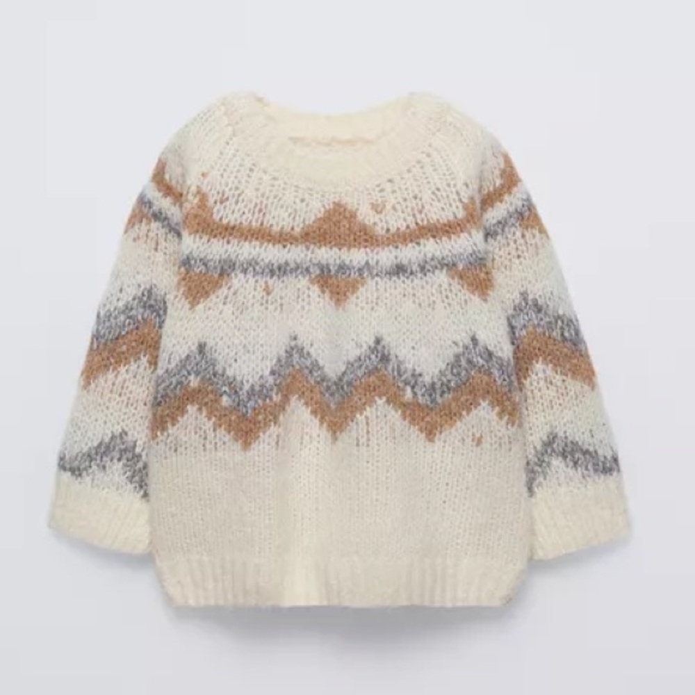 NWT Zara Baby Knit Wool Blend Jacquard Sweater